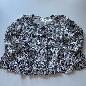 WDNY Black and White Paisley Pattern Short Jacket - Size 10